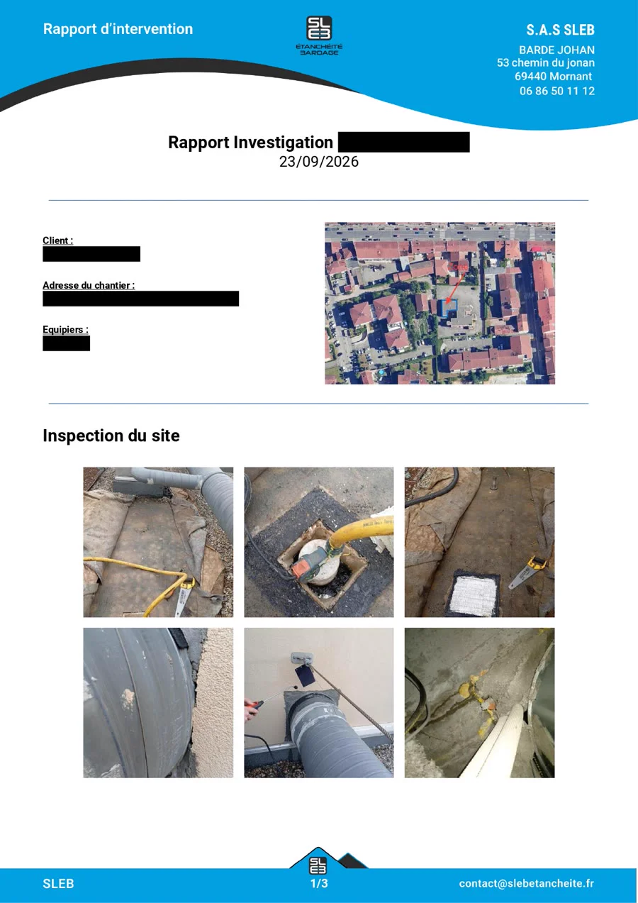 Rapport d'intervention SLEB — page 1